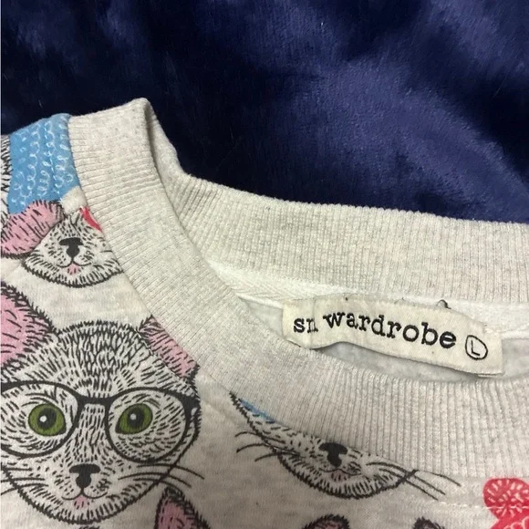 Cat Print Sweatshirt - Multicolor SM Wardrobe brand - Picture 4 of 7